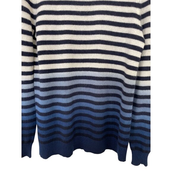 C by Bloomingdales Cashmere Crewneck Sweater Sz S Blue White Stripe Preppy - Picture 6 of 8
